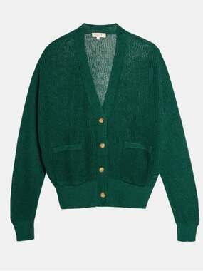 DEMYLEE $272 Adonis Green Linen Cardigsn Small